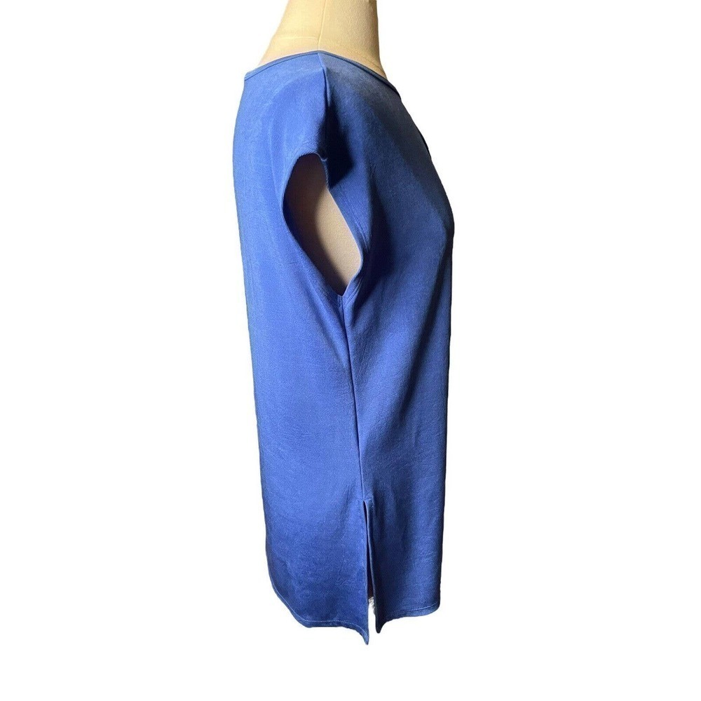 Chico’s Travelers Blue Keyhole Tunic Top Size 1 (US Size 8-10) Medium Slinky - Picture 6 of 7